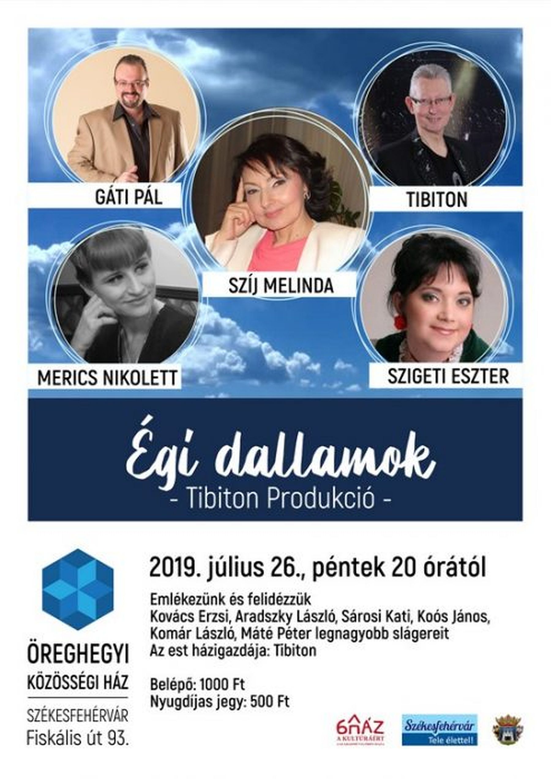 Égi dallamok - nosztalgia slágerek estje az Öreghegyi Közösségi Házban pénteken